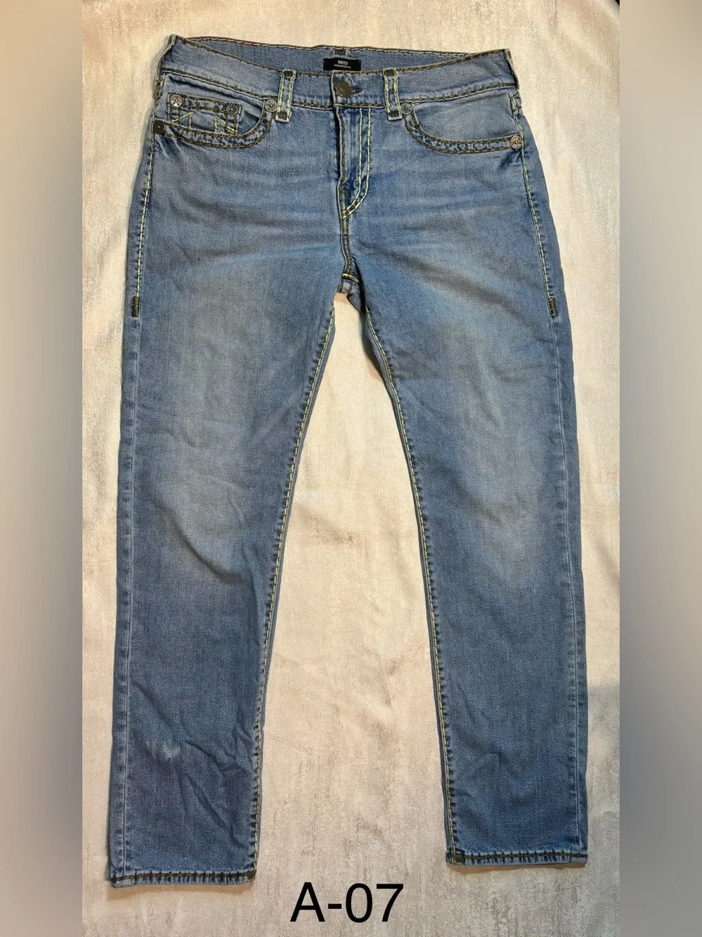 True Religion Men's Light Blue Slim Straight Jeans